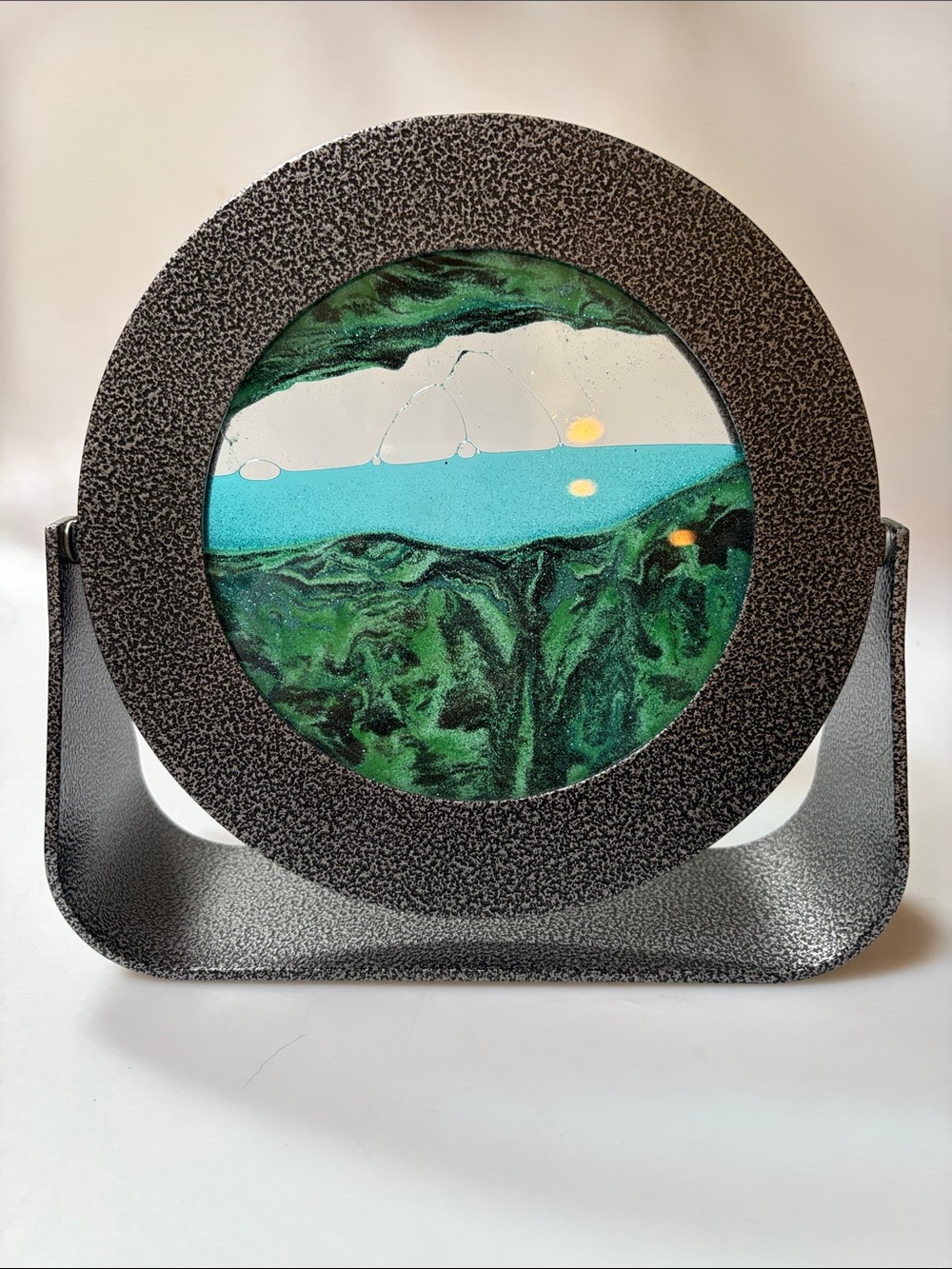 Exotic Sands Art Moving Sand Pictures Silver Metal Round
Frame 7" Ocean Blue